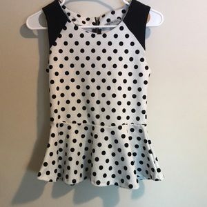White and black peplum blouse- XS